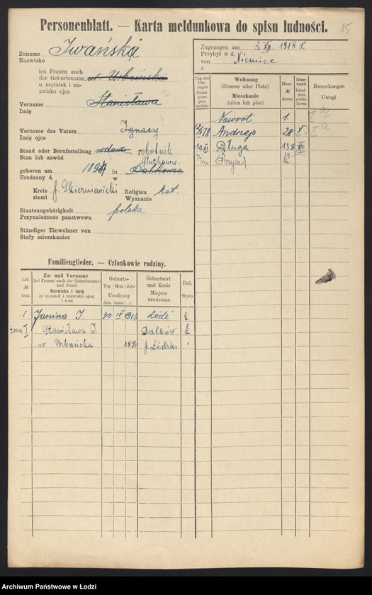 Obraz 17 z jednostki "[Spis ludności Łodzi] Iwanowicz - Izydorowicz"