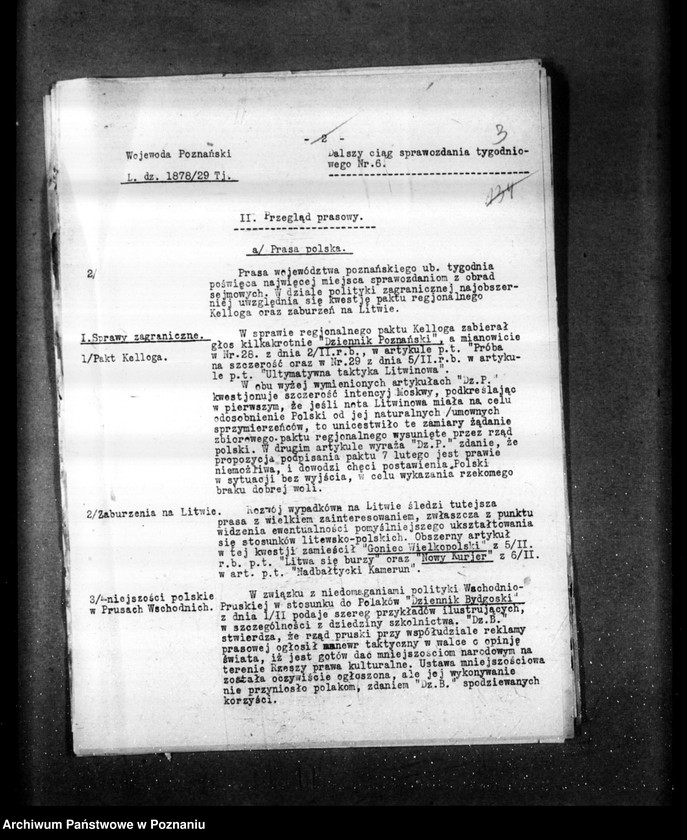Obraz 7 z jednostki "Sprawozdania sytuacyjne tygodniowe za czas od 1 lutego 1929 r. do dnia 28 lutego 1929 r. /nr 6-9/"