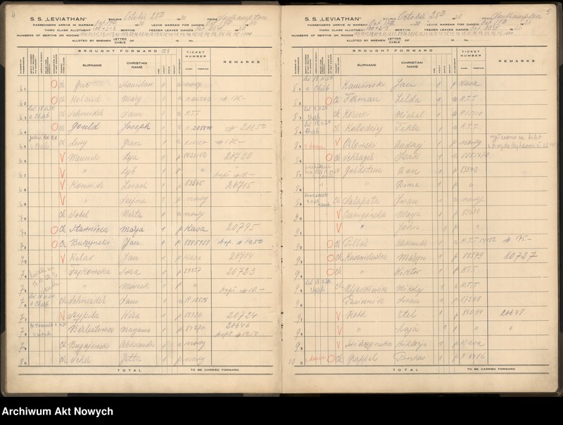 image.from.unit.number "Księga pasażerów wyjeżdżających na SS Leviathan."
