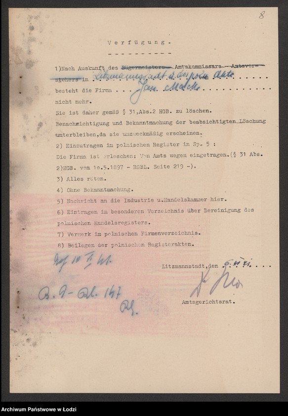 Obraz 10 z jednostki "Jan Rajmund Mack – handel agenturowy wełną i bawełną"