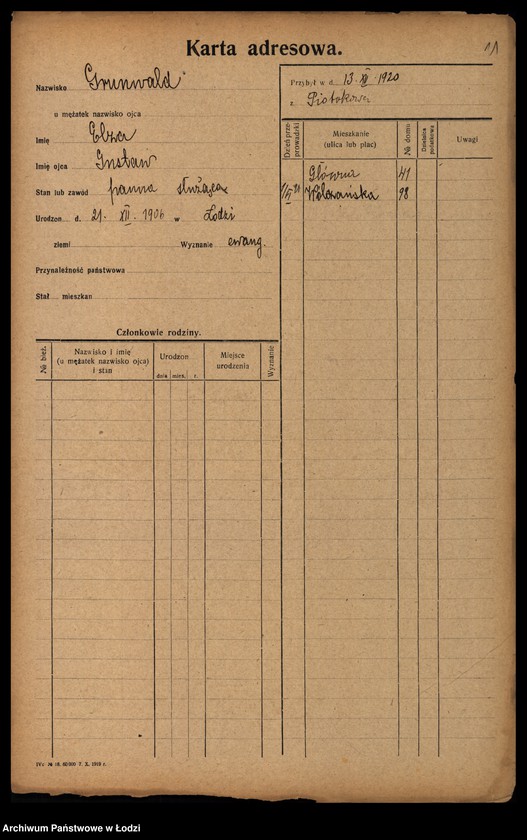 Obraz 13 z jednostki "[Spis ludności Łodzi] Grünwald - Grużewski"