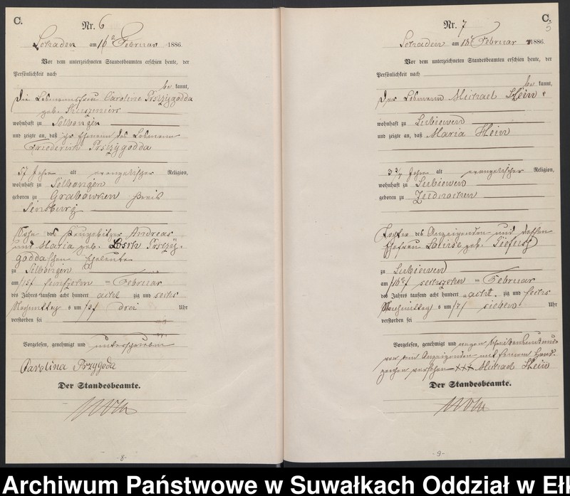 image.from.unit.number "Sterbe-Haupt-Register des Königlich Preussischen Standes-Amtes Schaden Kreis Sensburg"