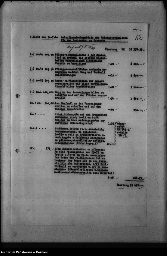Obraz 16 z jednostki "Kostenanschlag zum Dienstwohngebäude des Reichsstatthalters des Warthegaues - nad jeziorem Góreckim"