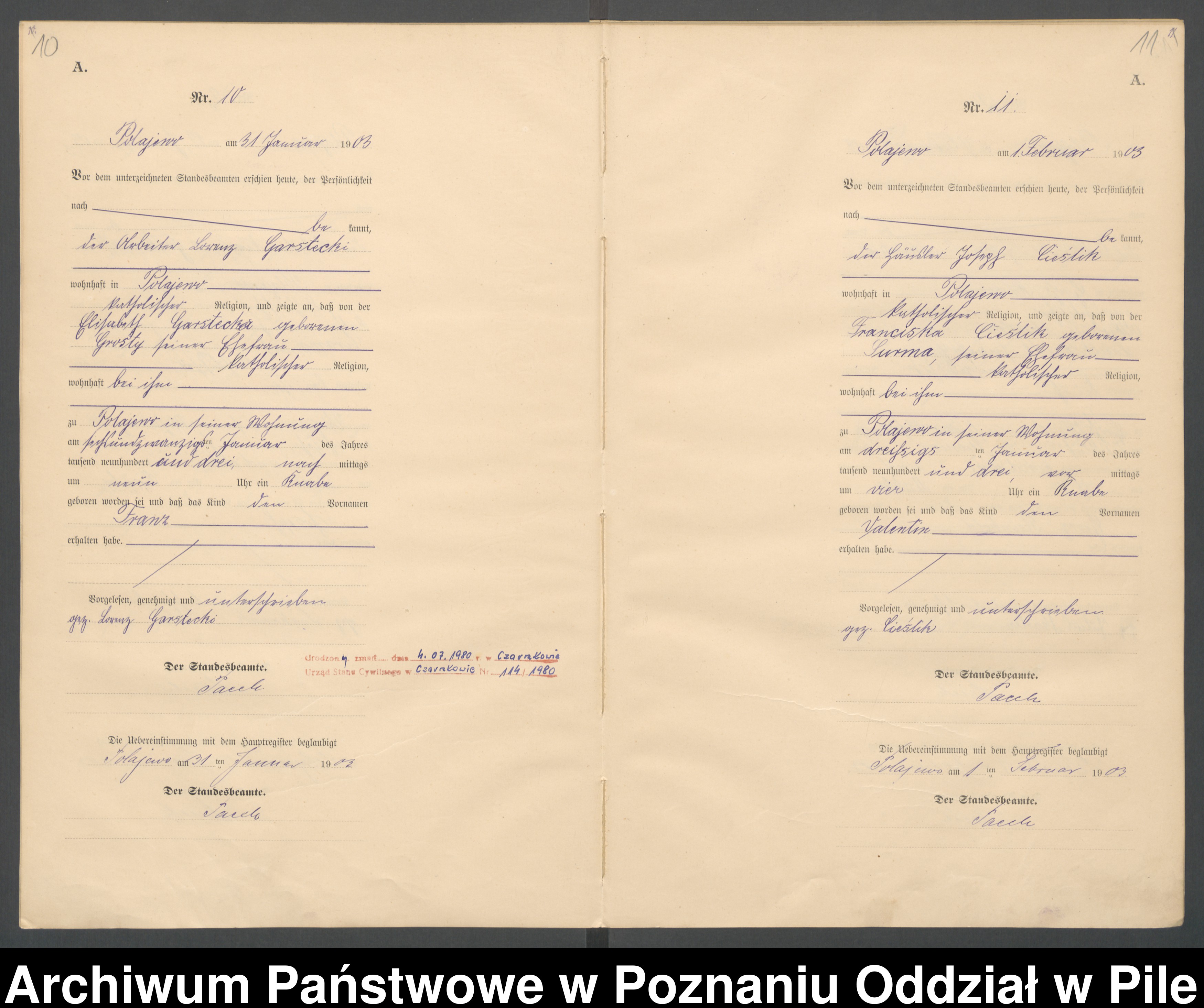 Skan z jednostki: Księga urodzeń