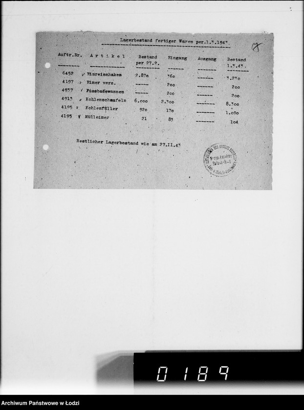 Obraz 11 z jednostki "Lager.Bestandsmeldungen"