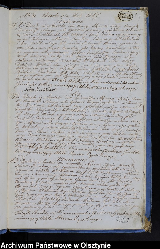 image.from.unit.number "Duplikat Aktów Urodzenia, Zaślubień, Zejścia z Parafii Grzebskiej z Roku 1867"