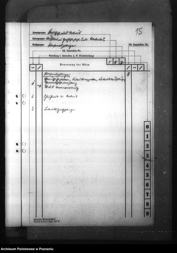 Obraz 19 z jednostki "Wykaz akt dla wydziału Wirtschaft und Arbeit"