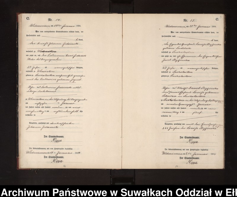 Obraz 12 z jednostki "Sterbe-Neben-Register des Preussischen Standes-Amtes Widminnen Kreis Loetzen"
