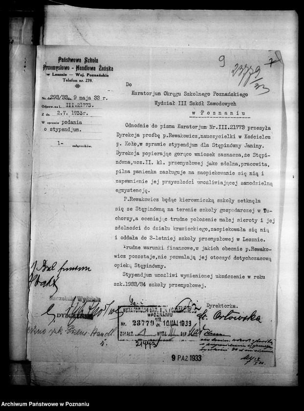 Obraz 12 z jednostki "Państwowa Szkoła Przemysłowo Handlowa Żeńska- Leszno [wykaz abiturientek]"