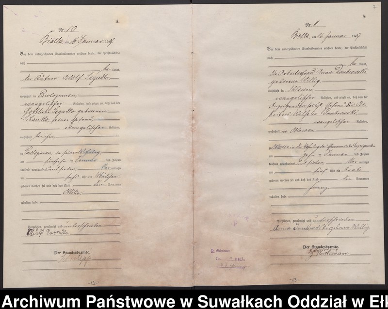 image.from.unit.number "[Geburts-Haupt-Register des Königlichen Preussischen Standes-Amtes Bialla Kreis Johannisburg]"