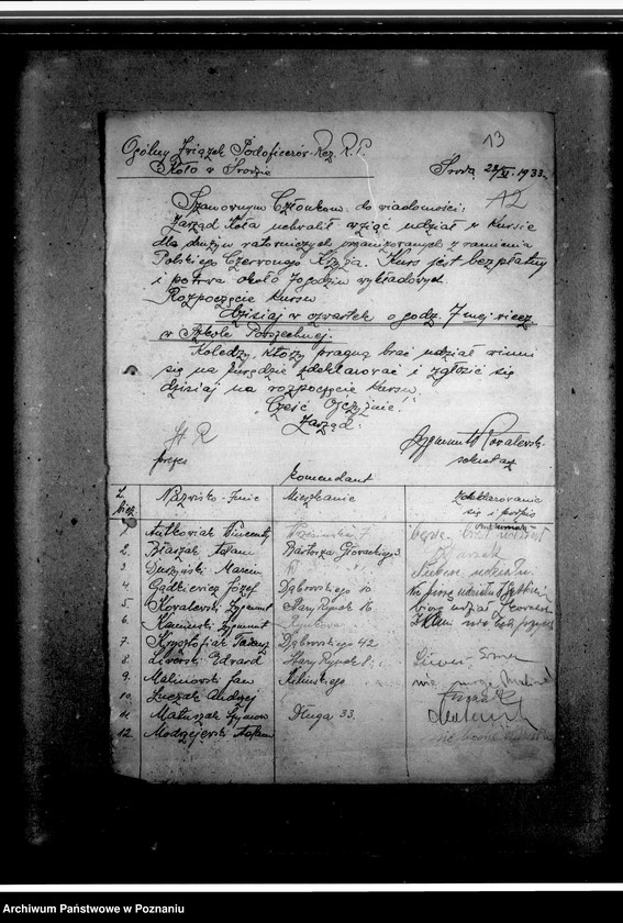 Obraz 17 z jednostki "Korespondencja Związku- Koło w Środzie dotycząca ewidencji członków, zaproszenia, komunikaty zawiadamiające o zebraniach, poświadczenia o przynależności. Karty przedstawionych do odznaczeń"