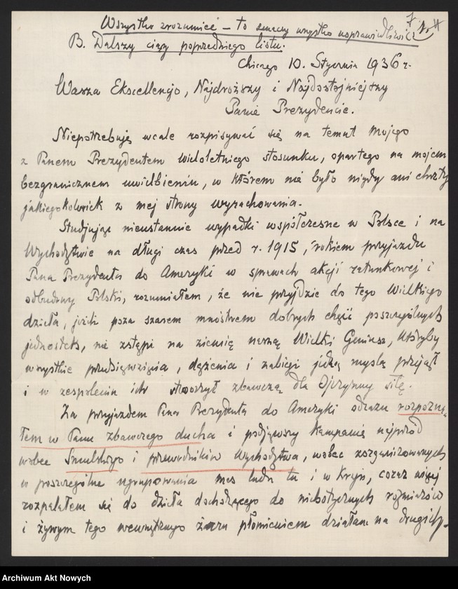 image.from.unit.number "Orłowski Józef; Załączniki: 1) wycinki prasowe; 2) list I. Paderewskiego do J. Orłowskiego (rękopis J. Orłowskiego); 3) list ks. F. Feldheima (do I. Paderewskiego?) z 21 III 1936 r. (fotokopia); 4) "Affidarit"; 5) telegram Grupy R. Chase