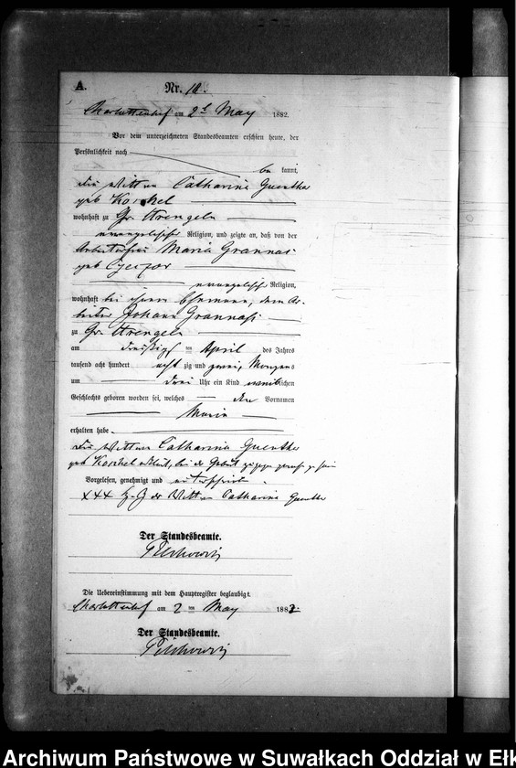 image.from.unit.number "Geburts-Neben-Register des Preussischen Standes-Amtes Gr. Strengeln Kreis Angerburg"