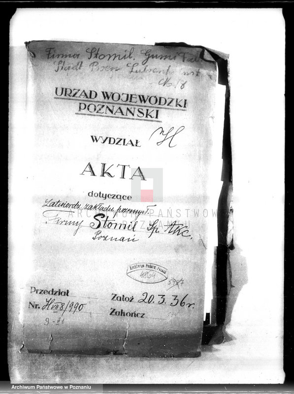 image.from.unit.number "Zatwierdzenie zakładu przemysłowego Firmy Stomil Spółka Akcyjna w Poznaniu /projekt budowy oddziału badania opon/"