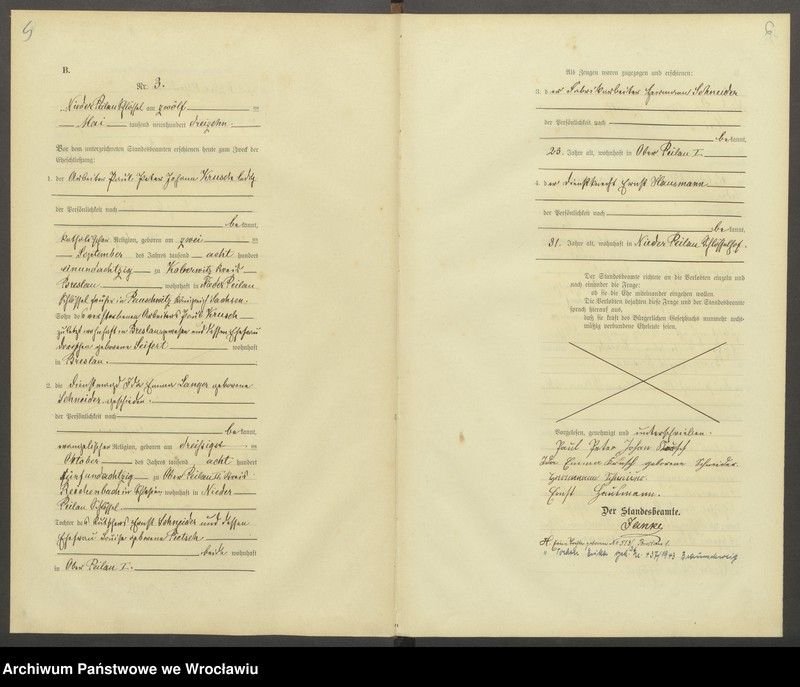 Obraz 6 z jednostki "Heiraths-Haupt-Register Nieder Peilau (Piława Dolna) 1913-1917"