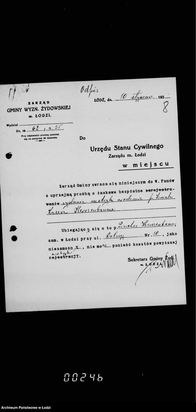 Obraz 12 z jednostki "Akta dotyczące spraw Urzędu Stanu Cywilnego"