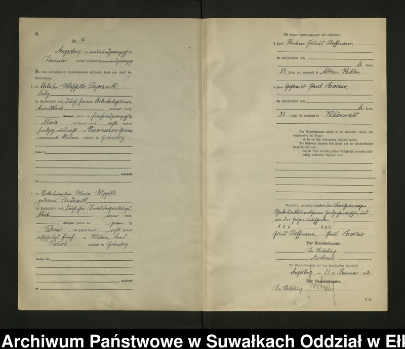 image.from.unit.number "B2. Heirats = Register (Neben = Register) Standesamt Angerburg einschl. der Bezirke, Gross Strengeln, Kehlen und Prinowen No 1 bis 95"