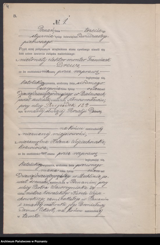 Obraz 6 z jednostki "Księga miejscowa małżeństw tom I [Rejestr główny małżeństw]"