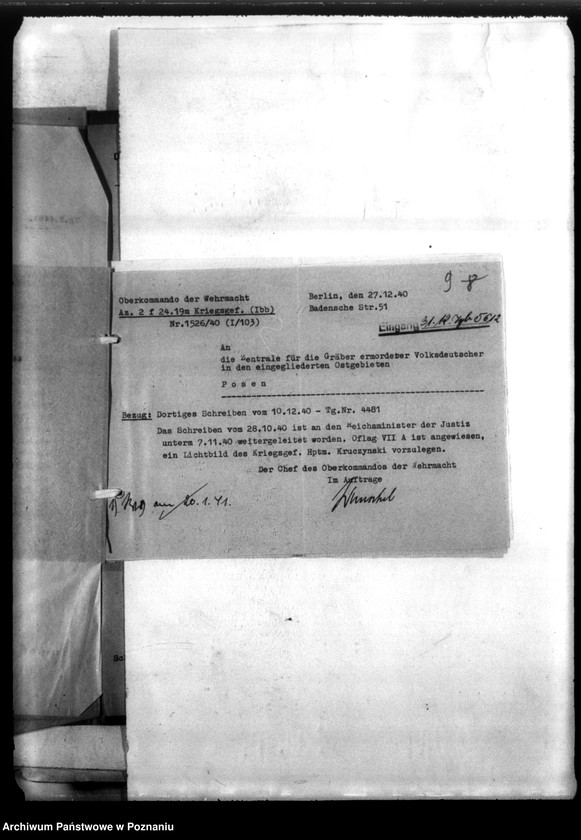 Obraz 13 z jednostki "Poszukiwanie kapitana B. Kruszyńskiego w celu ukarania go za rzekome wystąpienia przeciw Niemcom"