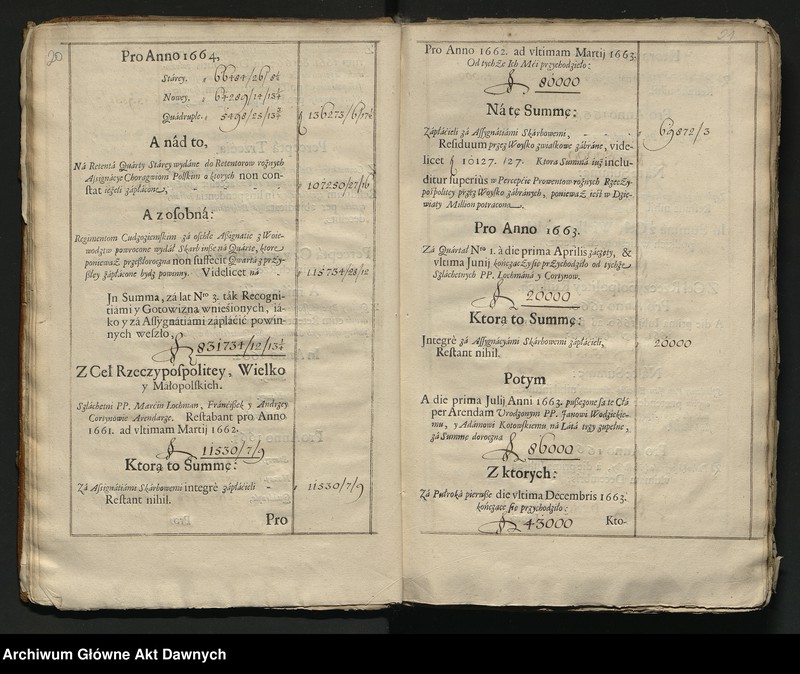 image.from.unit.number "Księgi obejmujące tzw. addytamenta wojskowe, delaty kwarciane, taryfy, hyberny i inne. 1643-1794"