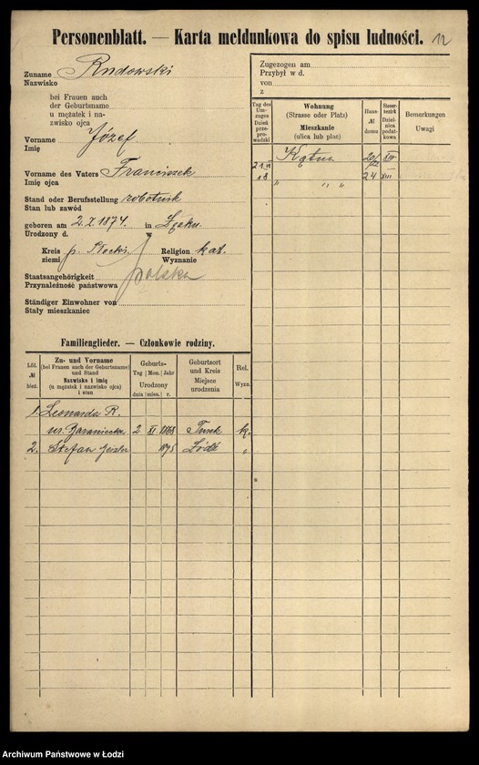 Obraz 14 z jednostki "[Spis ludności Łodzi] Rudolnik-Rupniewski"