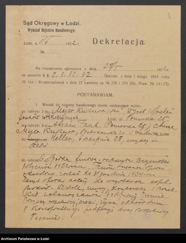 Obraz 6 z jednostki "Kusznir, Heller i S-ka – wyrób i sprzedaż towarów włókienniczych"