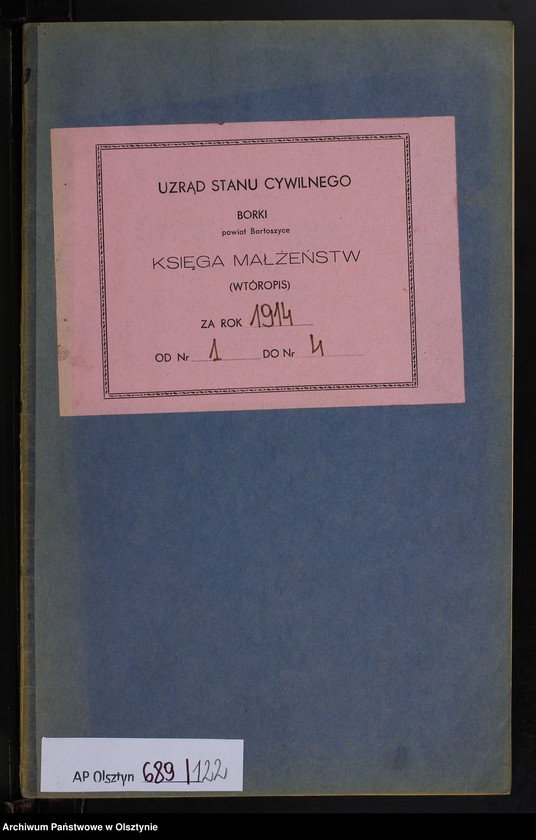 image.from.unit.number "Heirats-Neben-Register Nr 1 - 4 [ Księga małżeństw - wtóropis ]"