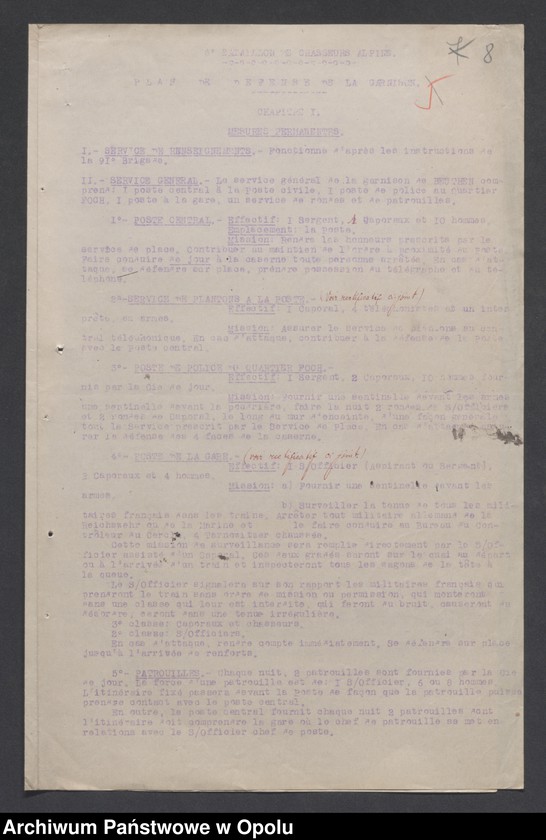 Obraz 10 z jednostki "/Plany obrony poszczególnych garnizonów przez oddziały wojsk francuskich na Górnym Śląsku na wypadek alarmu/"