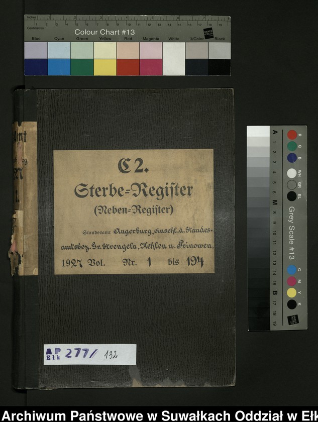 image.from.unit.number "C2. Sterbe = Register (Neben = Register) Standesamt Angerburg einschl. d. Standesamtsbez. Gr. Strengeln, Kehlen und Prinowen]"