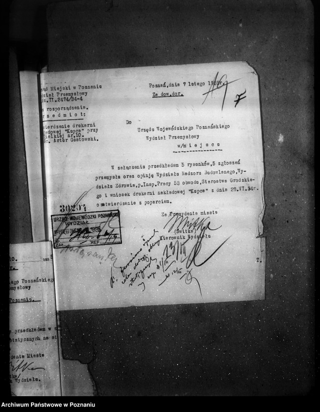 Obraz 11 z jednostki "Zatwierdzenie zakładu przemysłowego /drukarni/ Drukarnia Nakładowa Kupca"