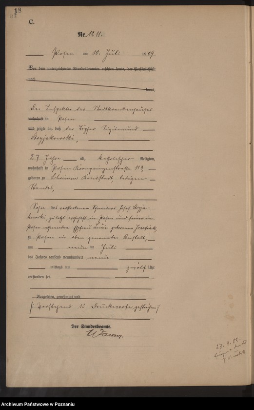 Obraz 20 z jednostki "Księga miejscowa zgonów tom III [Rejestr główny zgonów]"