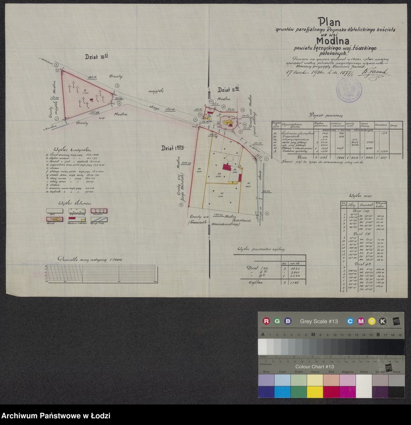 Obraz 1 z jednostki "Plan gruntów parafialnego Rzymsko-Katolickiego kościoła we wsi Modlna ..."