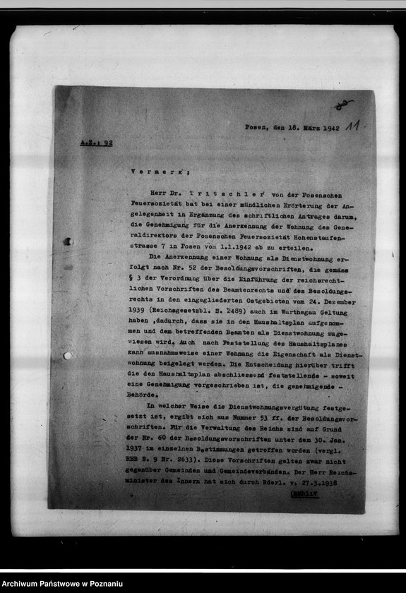 Obraz 15 z jednostki "Aufsicht über die Posensche Feuersozietät."