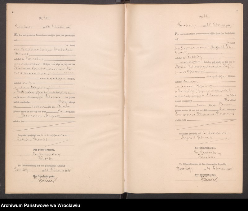 image.from.unit.number "księga urodzeń Urzędu Stanu Cywilnego w Goszczu (Goschütz) 1900"