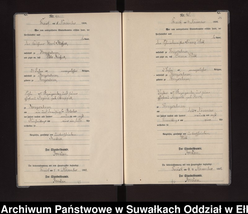 image.from.unit.number "Sterbe-Neben-Register des Königlichen Preussischen Standes-Amtes Gneist Kreis Lötzen"