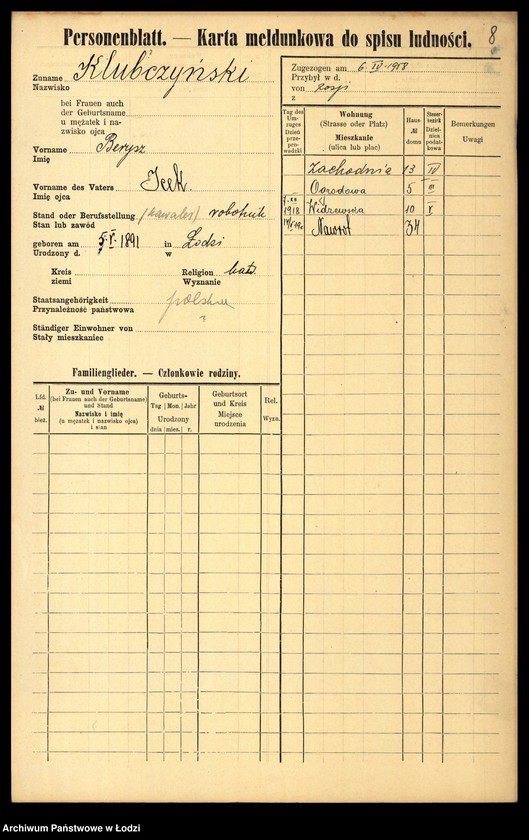 Obraz 10 z jednostki "[Spis ludności Łodzi] Kluka - Kmieć"