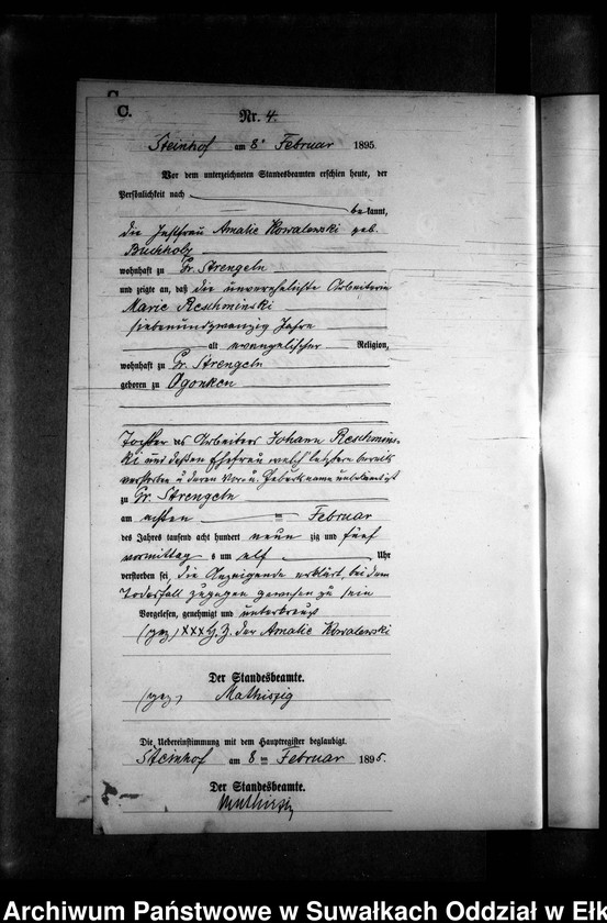 image.from.unit.number "Sterbe-Neben-Register des Preussischen Standes-Amtes Gr. Strengeln Kreis Angerburg"