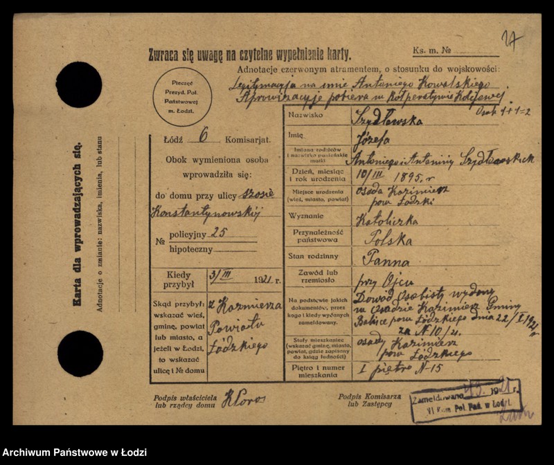 Obraz 19 z jednostki "[Spis ludności Łodzi] Szydłowska-Szymanowski"