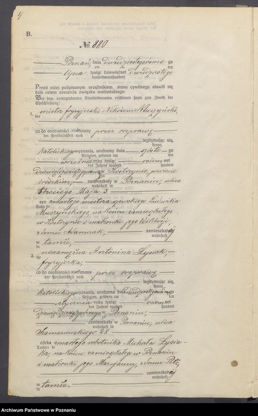 Obraz 6 z jednostki "Księga miejscowa małżeństw tom IV[Rejestr główny małżeństw]"