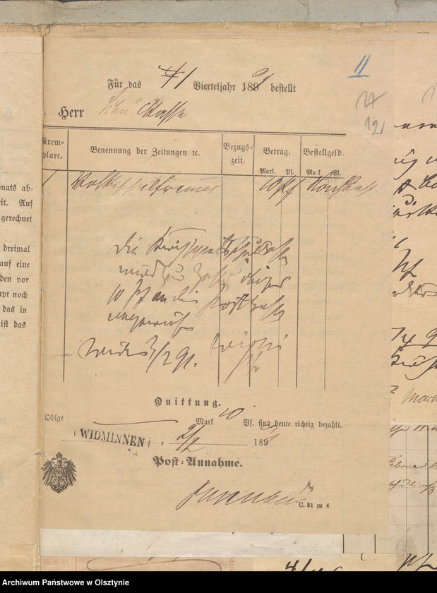 image.from.unit.number "Einnahme und Ausgabe Beläge der Kirchspiels Schulkasse in Widminnen"