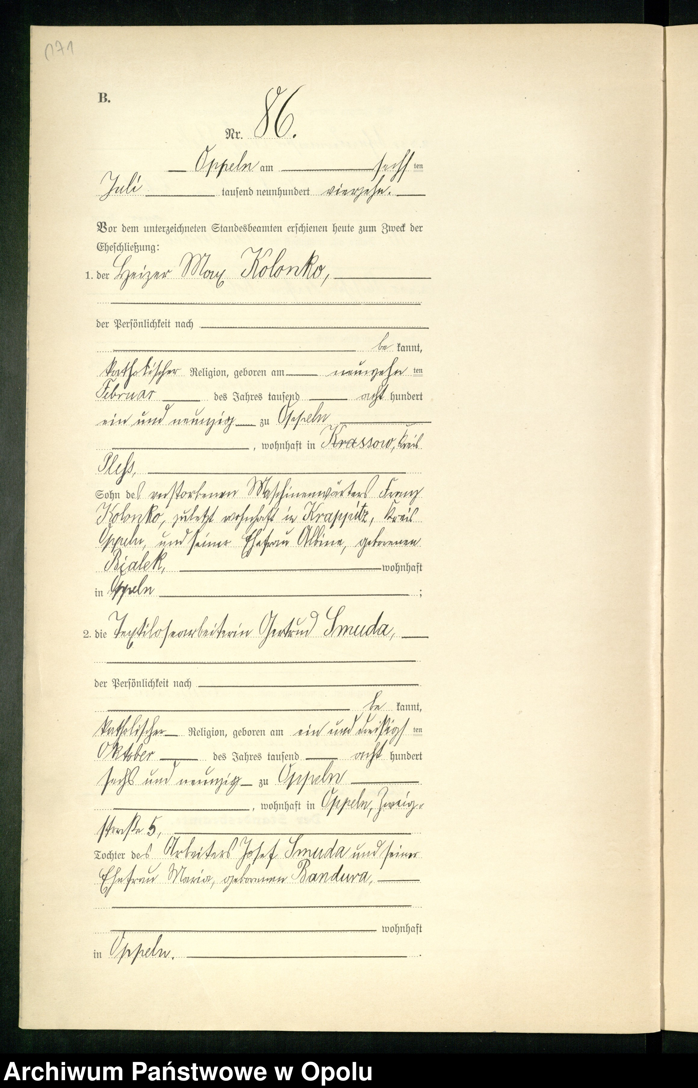 Skan z jednostki: Rejestr Małżeństw pierwopis 1914 1-163