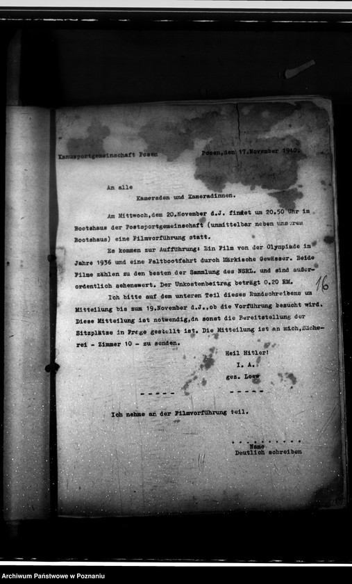 Obraz 20 z jednostki "Einführung der Antigue - Schrift, Dienstzeitregelung, Fernsprecher, Geschäftsverteilungsplan, Luftschutzwache"