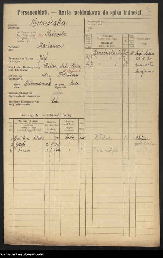 Obraz 14 z jednostki "[Spis ludności Łodzi] Iwanowicz - Izydorowicz"