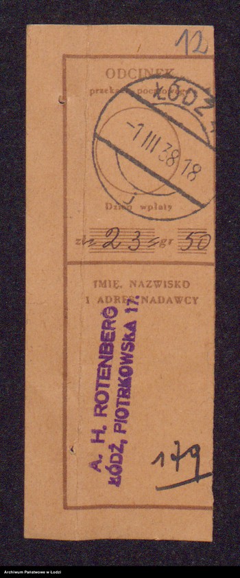 Obraz 14 z jednostki "Aron Hersz Rotenberg- skład sukna i kortów"
