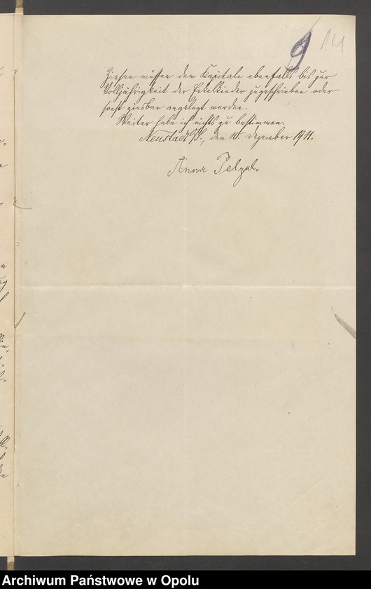 image.from.unit.number "Verfügung von Todes wegen der Witwe Anna Pelzel geb[orene] Hischer in Neustadt"