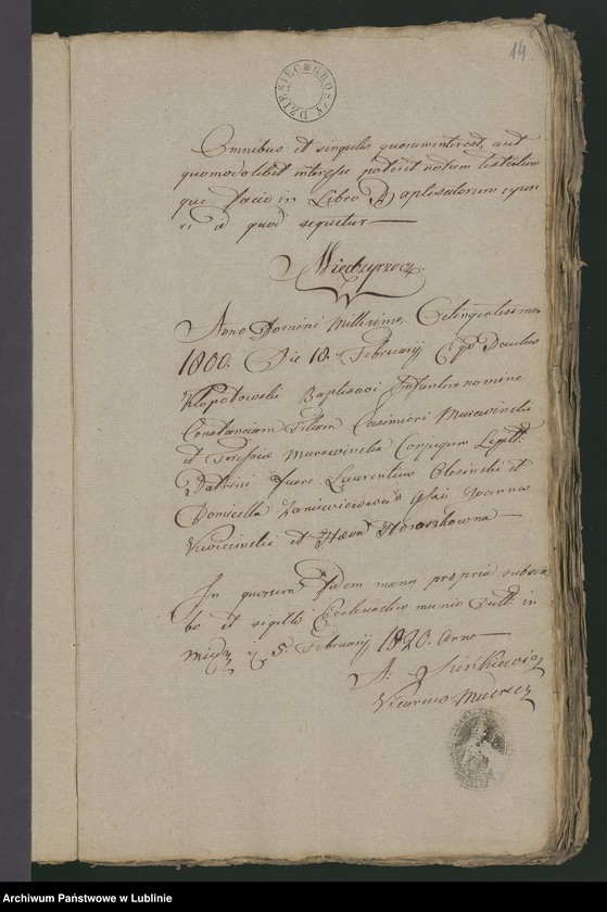 Obraz 15 z jednostki "Alegaty do księgi urodzeń, zapowiedzi, małżeństw i zgonów z 1820 r."