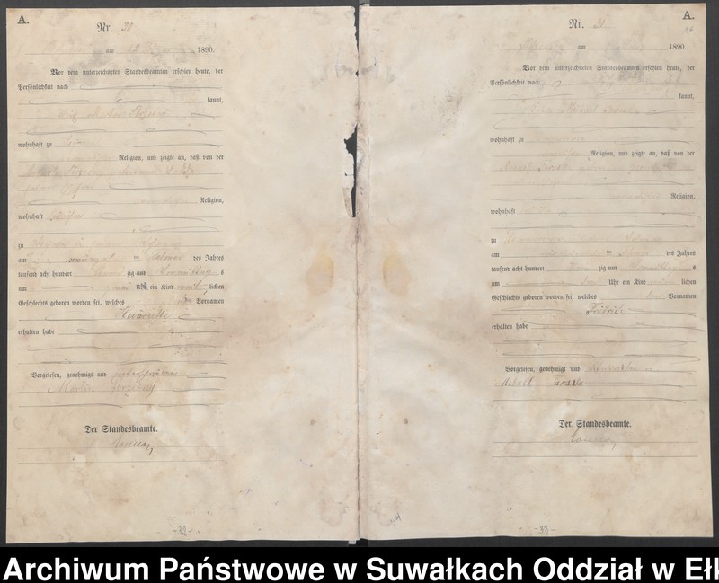 image.from.unit.number "[Geburts-Haupt-Register des Königlichen Preussischen Standes-Amtes Belzonzen Kreis Johannisburg]"