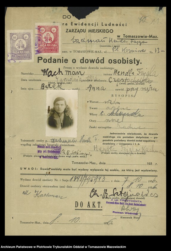 image.from.unit.number "Dowodów osobistych od nr 1334 do 1550. Tom VIII"