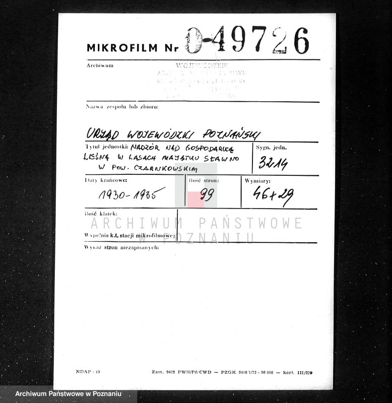 Obraz 2 z jednostki "Nadzór nad gospodarką leśną majątku Sławno powiat czarnkowskim"