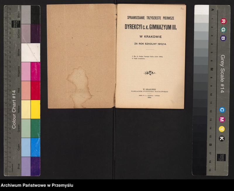 image.from.unit.number "Sprawozdanie trzydzieste pierwsze Dyrekcji c.k. Gimnazjum III. w Krakowie za rok szkolny 1913/14"